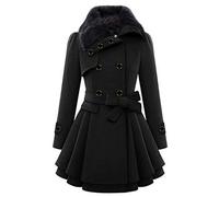 Generisch Cappotto Donna Autunno Elegante, Cappotto Invernale Da Donna Cappotto Lungo Cappuccio Doppia Fila Cappotto di Lana con Tasche Caldo Cappotto Invernale Spessa Cappotto Caldo Cappotto Vintage