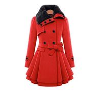 Generisch Cappotto Donna Autunno Elegante, Cappotto Invernale Da Donna Cappotto Lungo Cappuccio Doppia Fila Cappotto di Lana con Tasche Caldo Cappotto Invernale Spessa Cappotto Caldo Cappotto Vintage