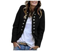 Generisch Cappotto Donne Inverno Breve Moda Slim Bottone Stand Collare Maniche Lunghe Cappotti Da Lavoro Caldo Giacca Corta Top Breve Giacca, Nero , L