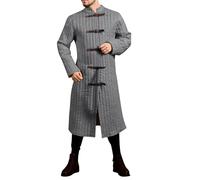 Generisch Cappotto Gambeson imbottito da uomo, con fibbie, invernale, caldo, in acetone, antivento, per attività all'aria aperta vichinga, lungo, gotico, vittoriano, uniforme, per altalena medievale