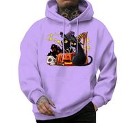 Generisch Cappotto gotico da donna con cappuccio, giacca punk outfit inverno luna stampa giacca da montagna streetwear felpa con cappuccio Halloween carnevale costume steampunk abbigliamento festa