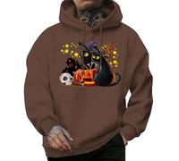 Generisch Cappotto gotico da donna con cappuccio, giacca punk outfit inverno luna stampa giacca da montagna streetwear felpa con cappuccio Halloween carnevale costume steampunk abbigliamento festa