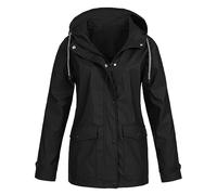 Generisch Cappotto impermeabile da uomo nero, trench da uomo, per autunno e autunno, lungo, parka pioggia, antivento, impermeabile, giacca per le mezze stagioni, oversize, unisex, per tutti i giorni