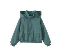 Generisch Cappotto in tinta unita con cappuccio, per bambini, antivento, con cerniera, per la mezza stagione, tempo libero, attività all'aperto, a maniche lunghe