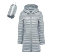 Generisch Cappotto invernale da donna, caldo, leggero, antivento, senza isolamento riciclato, sottile, lungo, caldo, bianco, con capispalla, grigio., 6XL
