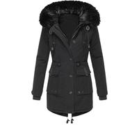 Generisch Cappotto invernale da donna con cappuccio, lungo, giacca invernale da donna, parka calda, giacca a soffietto in tinta unita, impermeabile, giacca softshell slim fit, giacca con cappuccio di