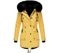 Generisch Cappotto invernale da donna con cappuccio, lungo, giacca invernale da donna, parka calda, giacca a soffietto in tinta unita, impermeabile, giacca softshell slim fit, giacca con cappuccio di