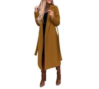 Generisch Cappotto invernale da donna lungo elegante cappotto di lana invernale da donna con cintura giacca invernale calda trench risvolto cappotto da donna transizione cappotto lungo da donna giacca