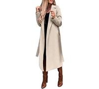 Generisch Cappotto invernale da donna lungo elegante cappotto di lana invernale da donna con cintura giacca invernale calda trench risvolto cappotto da donna transizione cappotto lungo da donna giacca