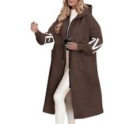 Generisch Cappotto invernale da donna, lungo, giacca invernale, elegante, tinta unita, patchwork, giacca per le mezze stagioni, elegante, per autunno e inverno, marrone, XL