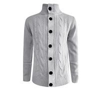 Generisch Cappotto invernale da uomo con chiusura a bottoni come calda giacca per le mezze stagioni per uomo alla moda nella stagione fredda, bianco, XL