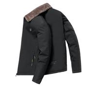 Generisch Cappotto invernale da uomo in lana d'agnello di alta qualità con isolamento imbottito per il massimo del calore, elegante comfort nella stagione, Nero , 5XL