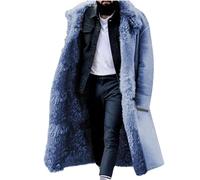 Generisch Cappotto invernale da uomo lungo cappotto di pelliccia foderato cappotto invernale spesso cappotto da uomo giacca lunga inverno caldo cappotto di pelliccia di agnello esterno colletto alto