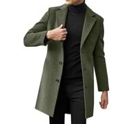 generisch Cappotto invernale da uomo, lungo, slim fit, cappotto da uomo, invernale, caldo, da lavoro, da uomo, in lana, da uomo, lungo, invernale, casual, cappotto di lana con bottoni, verde, M