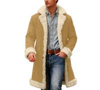 Generisch Cappotto invernale, giubbotto in tinta unita per la stagione calda, accogliente giacca invernale per uso quotidiano, interno ed esterno, cachi, S