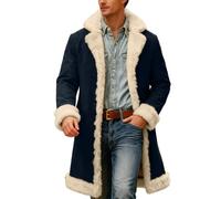 Generisch Cappotto invernale, giubbotto in tinta unita per la stagione calda, accogliente giacca invernale per uso quotidiano, interno ed esterno, Blu marino, 3XL