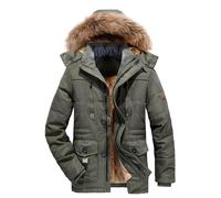 Generisch Cappotto invernale imbottito e ispessito da uomo, lunghezza media, stile casual, con tasche, verde militare, 6XL