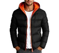 Generisch Cappotto invernale isolato da uomo con materiale esterno resistente, cerniera frontale calda, imbottitura leggera, ideale per le giornate fredde nella vita di tutti i giorni, Nero , XL