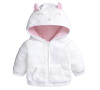 Generisch Cappotto invernale per neonato con orecchie di coniglio, giacca con cappuccio in pile, chiusura lampo addensante, antivento, caldo capispalla neonato, bianco, 0-3 mesi