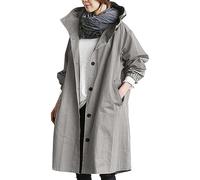 Generisch Cappotto largo con cappuccio come elegante giacca a vento da donna per le giornate invernali, comodo capo esterno con taglio elegante, pratica funzionalità, grigio., 5XL