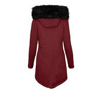 Generisch Cappotto lungo al ginocchio da donna invernale Plus velluto spesso sci pile, Vino, L