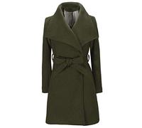 Generisch Cappotto lungo da donna in morbida lana con collo a risvolto come cardigan sottile trench per un piacevole calore, verde, M