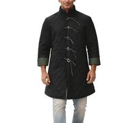 Generisch Cappotto lungo da uomo in stile storico - Giacca imbottita con colletto alto e chiusure a bavaglio | Cappotto Gambeson di ispirazione medievale, Stil_h01 Nero, XL