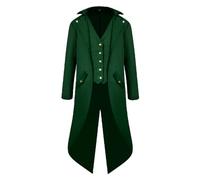 Generisch Cappotto lungo da uomo Steampunk Vintage Frack Giacca Gotico Vittoriano Uniforme Cappotto Halloween Cappotti Cosplay Costumi Festival, verde, XXL