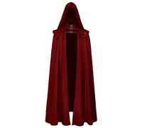 Generisch Cappotto medievale con cappuccio, guaina gotica, trincea lunga, Halloween, diavolo, set da due pezzi (rosso, XXXXL)