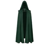 Generisch Cappotto medievale con cappuccio, guaina gotica, trincea lunga, Halloween, diavolo, set da due pezzi (verde, XXXL)