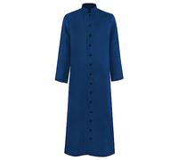 Generisch Cappotto militare da uomo con colletto alto, matrix neo, per feste, trench lungo, clero romano, pulpito, abbigliamento cosplay vestment parroco chiesa carnevale vichingo, Blu, 3XL