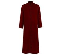 Generisch Cappotto militare da uomo con colletto alto, matrix neo, per feste, trench lungo, clero romano, pulpito, abbigliamento cosplay vestment parroco chiesa carnevale vichingo, Colore: rosso, 3XL