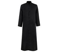Generisch Cappotto militare da uomo con colletto alto, matrix neo, per feste, trench lungo, clero romano, pulpito, abbigliamento cosplay vestment parroco chiesa carnevale vichingo, Nero , XL