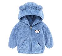 Generisch Cappotto per Bambini con Cappuccio Neonati Bambini Ragazzi e Ragazze con Orecchie di Orso Felpa con Zip in Pile Caldo Mantello Invernale Maglia del Mago, Blu, 12-18 Monate