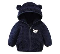 Generisch Cappotto per Bambini con Cappuccio Neonati Bambini Ragazzi Ragazze con Orecchie di Orso Felpa con Cappuccio con Cerniera Caldo Pile Mantella Invernale Maglia del Mago, Blu marino, 12-18
