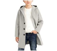 Generisch Cappotto primaverile e autunnale, cappotto con cappuccio abbottonato per ragazze e ragazzi, trench classico stile trench, capispalla per bambini, grigio., 11-12 Anni