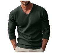 Generisch Cappotto Uomo Rosa Antico Maglieria Scollo a V Sottile Maglione Manica Lunga Abbigliamento Uomo Giacche, verde militare, L