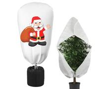 Generisch Cappucci di protezione per piante antigelo, stampa natalizia, protezione antigelo, per piante all'aperto, traspirante, con cordino e chiusura lampo, per cespugli di bacche e terrazze