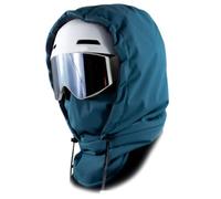 Generisch Cappuccio impermeabile foderato in pile, caldo berretto con coulisse per attività all'aria aperta, maschere da sci con coulisse, Blu, Taglia unica