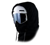 Generisch Cappuccio impermeabile foderato in pile, caldo berretto con coulisse per attività all'aria aperta, maschere da sci con coulisse, Nero , Taglia unica