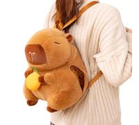 Generisch Capybara - Giocattolo imbottito Capybara, zaino con cartone animato, bambola con arancio, giocattolo animale, decorazione per la casa, simpatici bambini, peluche per tutte le età