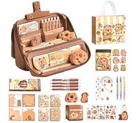 Generisch Capybara School Set - Pen, Pencils, Erasers | Animal Theme, Ergonomic, Safe for Kids, Easy to Carry, Ideal for Students, Great Educational Gift and Practical Accessories for Al