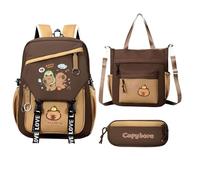 Generisch Capybara, set di backpack, grande capacità, impermeabile, con custodia per matite match, per ragazze, ragazzi, bambini, studenti, daily school, regalo di compleanno
