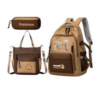 Generisch Capybara Zaino per la vita scolastica - Borsa con astuccio e borsa per il trasporto, borsa estetica per laptop per studenti, per viaggi quotidiani e come compagno di scuola, Modello Back -To
