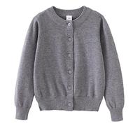 Generisch Cardigan 2026, materiale morbido, comodo cappotto con maniche lunghe, abbottonatura frontale, caldo maglione per bambini, ideale per tutti i giorni e il tempo libero, grigio., 7-8 Anni