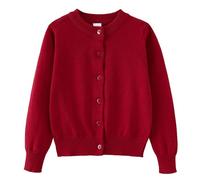 Generisch Cardigan 2026, materiale morbido, comodo cappotto con maniche lunghe, abbottonatura frontale, caldo maglione per bambini, ideale per tutti i giorni e il tempo libero, Colore: rosso, 1-2 Anni