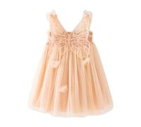 Generisch Cardigan Bottoni Donna Bambino Senza Maniche Farfalla Tulle Vestito Danza Principessa Abiti Abbigliamento Nero Al Ginocchio Ragazza, beige., 4-5 Anni