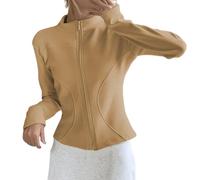 Generisch Cardigan corto da donna con chiusura lampo - Giacca corta in stile bolero | Elegante giacca per le mezze stagioni per un look moderno, Stil_o05 kaki, XL