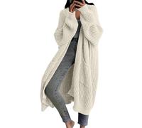 Generisch Cardigan da donna a maglia grossa, elegante, per autunno e inverno, a maglia, casual, alla moda, per le mezze stagioni, da donna, oversize, A12 bianco., XXL