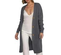 Generisch Cardigan da donna a maglia grossa, elegante, per autunno e inverno, a maglia, casual, alla moda, per le mezze stagioni, da donna, oversize, A27 grigio scuro, L